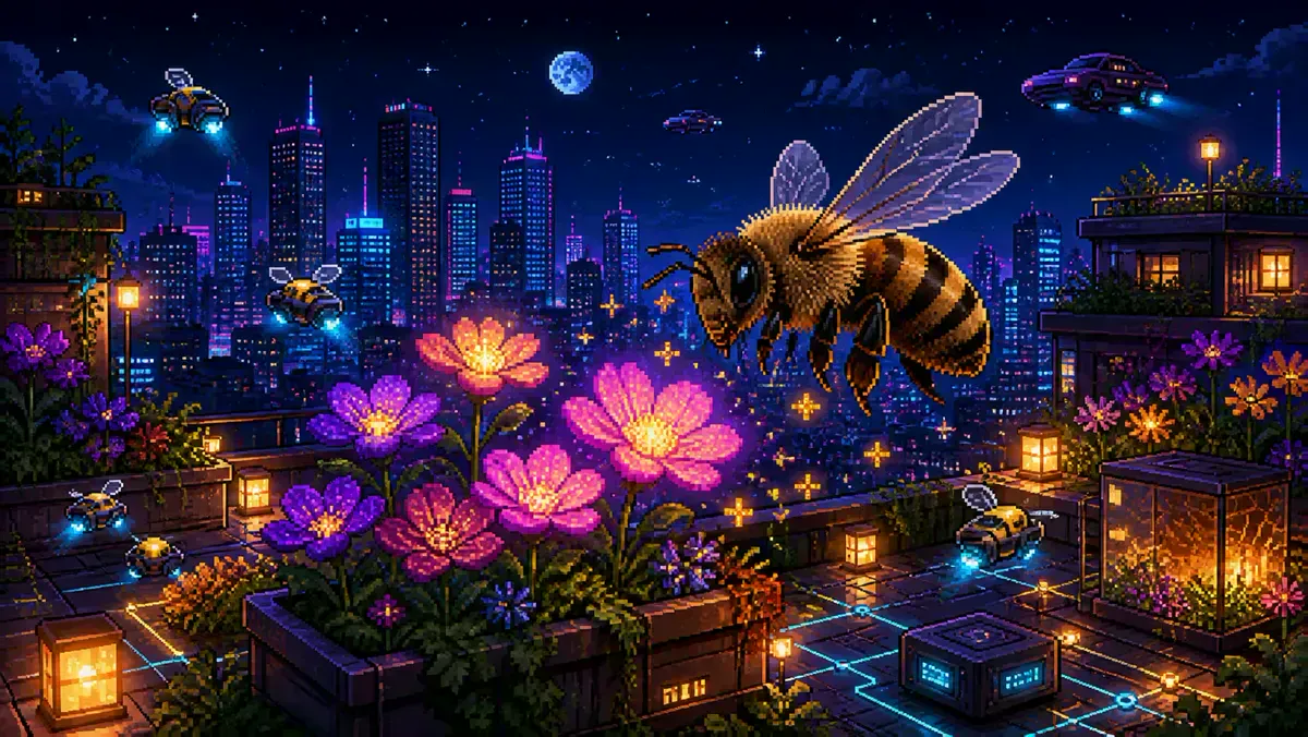 World Bee Day Pixel-art illustration for “World Bee Day”