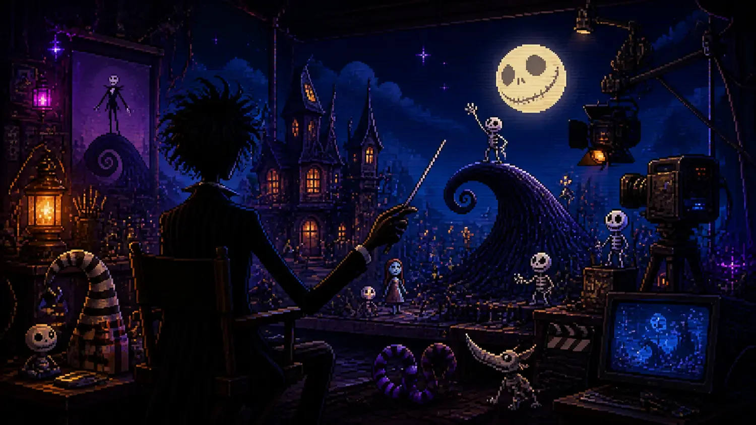 Tim Burton’s birthday Pixel-art illustration for “Tim Burton’s birthday”