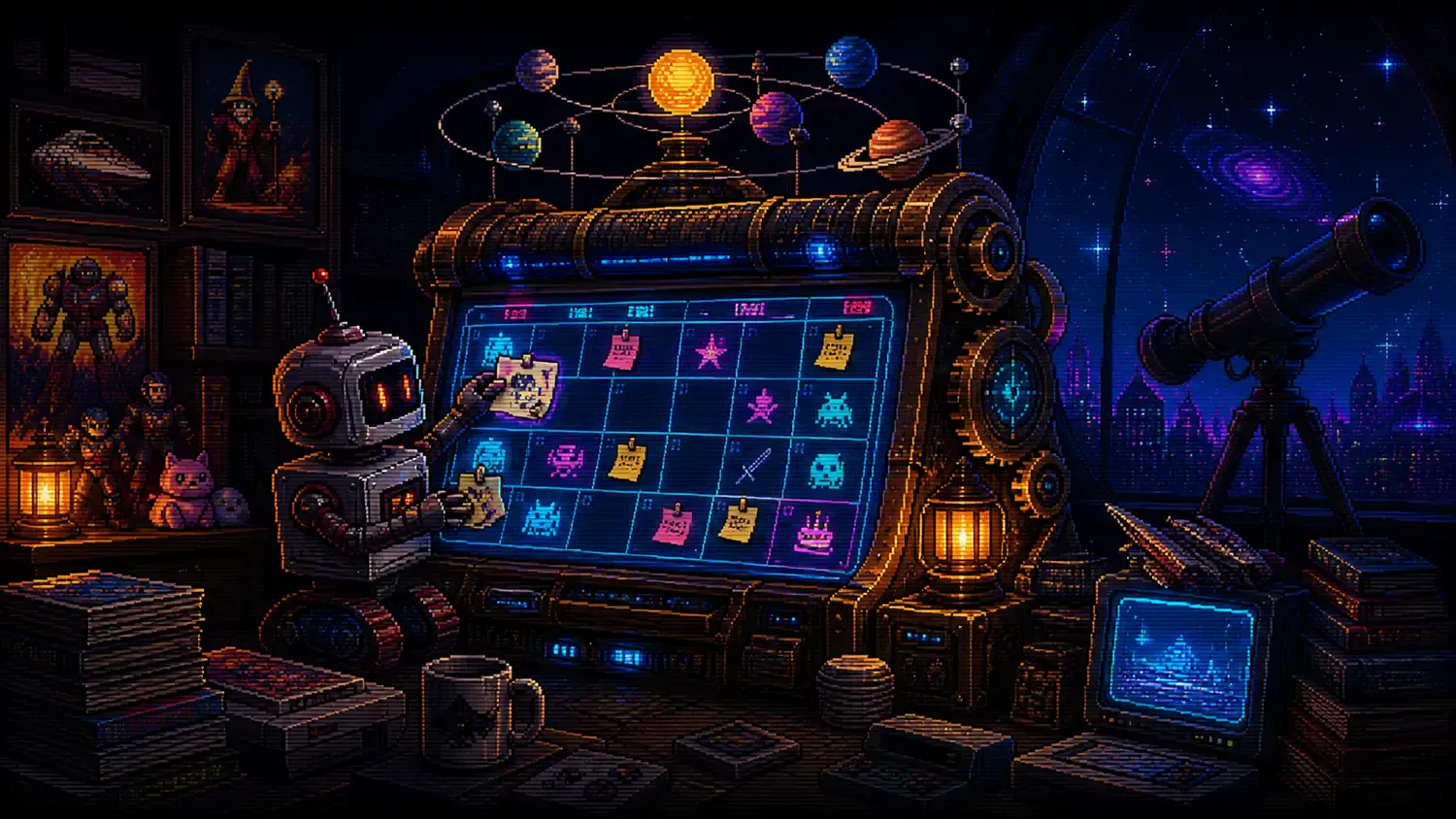 What is a nerd calendar? Pixel-art illustration for “What is a nerd calendar?”