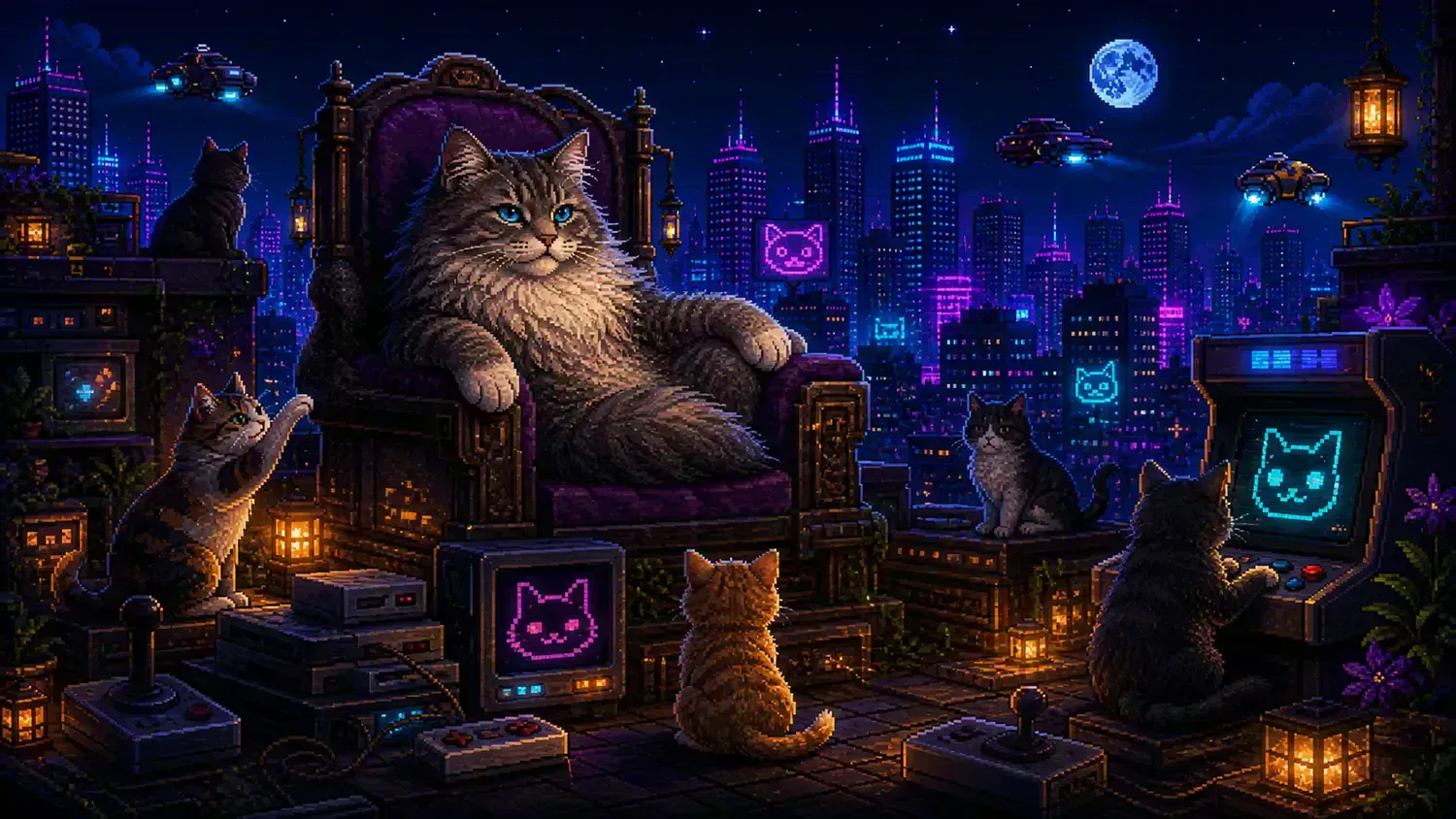 World Cat Day Pixel-art illustration for “World Cat Day”