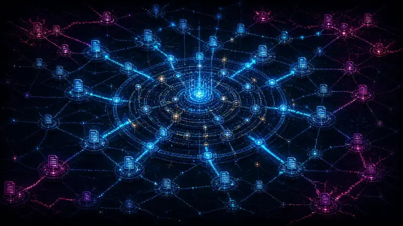 Sergey Brin at 53: How PageRank Mapped Web Trust Weighted web links radiate from a luminous PageRank core in a dark cinematic pixel-art network